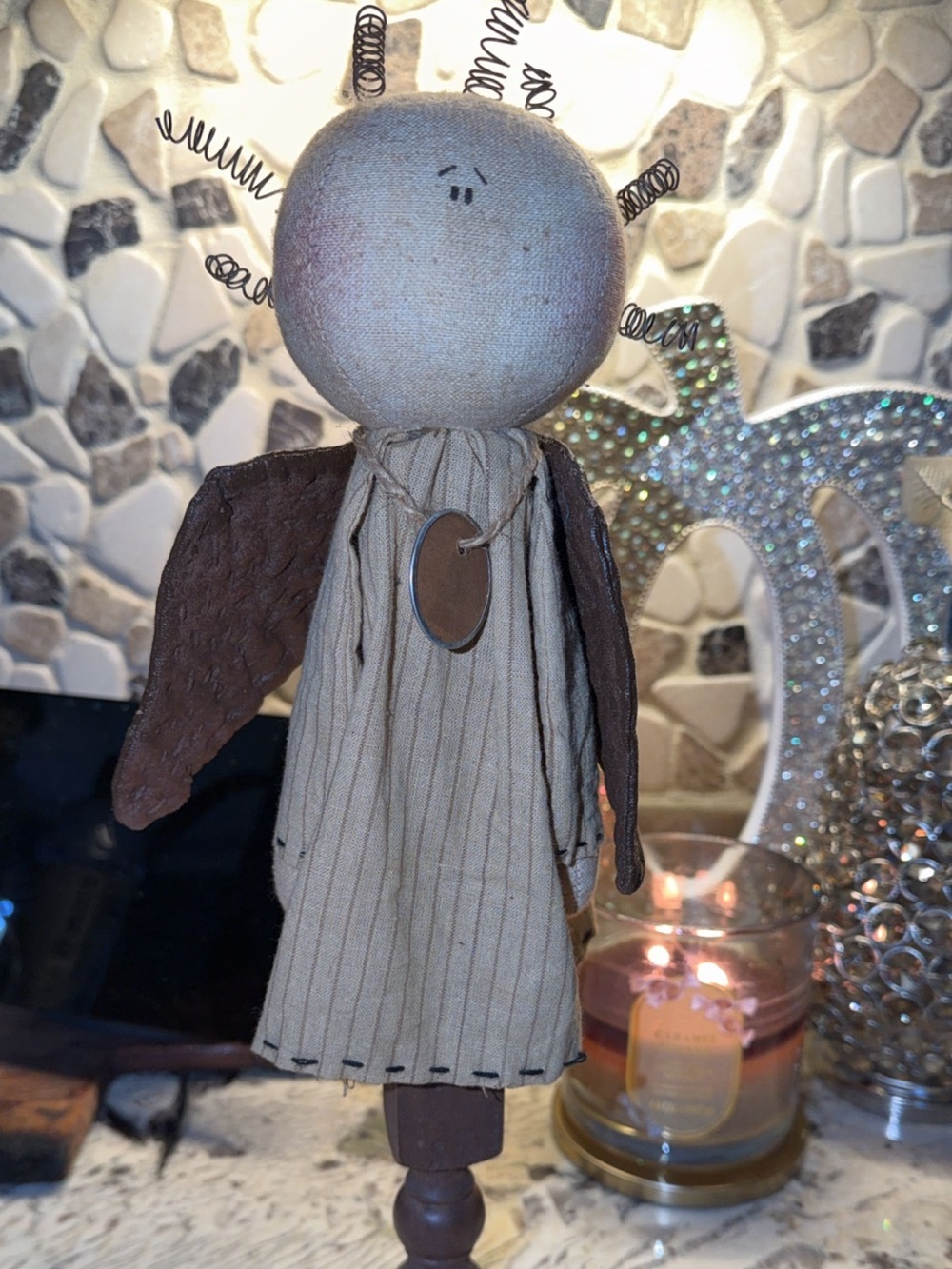 Handcrafted Neutral Angel Doll in Brown and Cream - Kids Toys